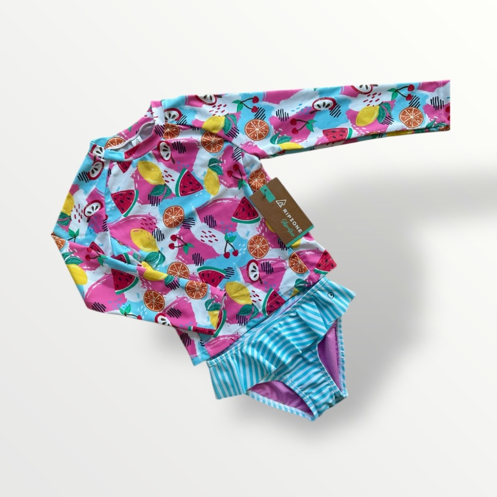 NWT Ripzone Shoreline Fruit Rashguard Set Pink, Size 4T